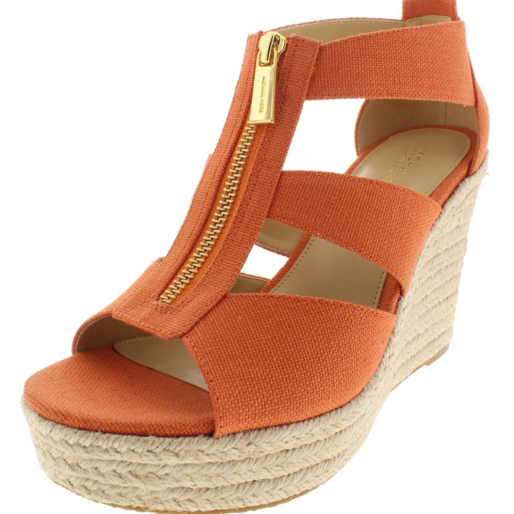 Michael Kors Orange Damita Wedge Sandal Size 8M